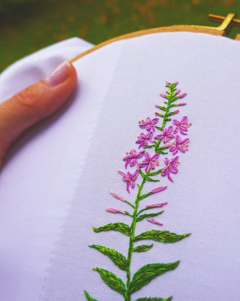 plants embroidery of Fireweed, Geotrams by Justyna Skowronek